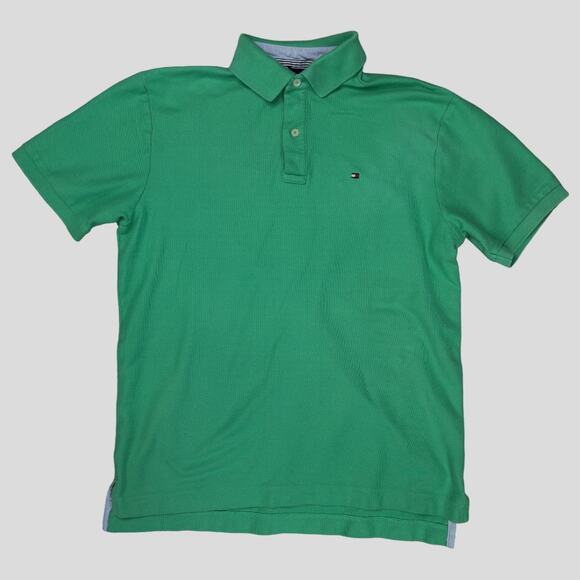 Men's Tommy Hilfiger Short Sleeve Green Polo Collard Shirt Size Medium - Picture 1 of 8
